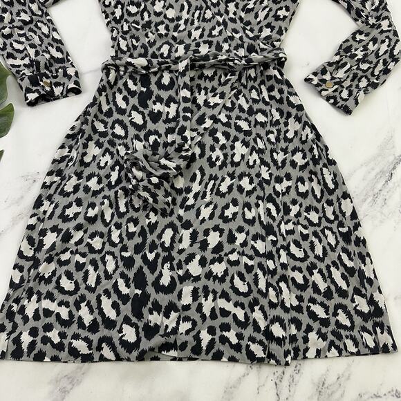 Diane Von Furstenberg DVF Womens Wrap Dress Size 2 Black Gray Leopard Print Silk - Picture 6 of 11